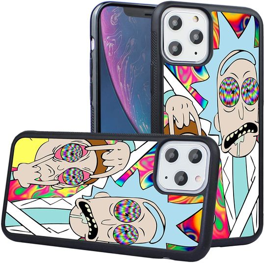 Capa para Telemóvel Iphone Preta com o Design Antiderrapante Rick e Morty