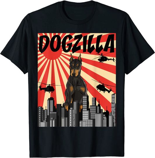 T-shirt Unissexo Dogzilla Pinscher Alemão