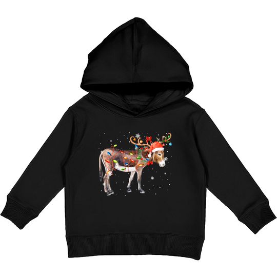 Discover Donkey Santa Reindeer Christmas Kids Pullover Hoodie