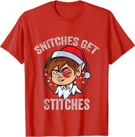 Discover Snitches Get Stitches Santa Claus Xmas T-Shirt