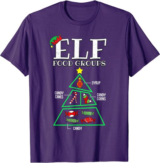Discover Four Main Food Groups Elf Buddy Christmas Pajama T-Shirt