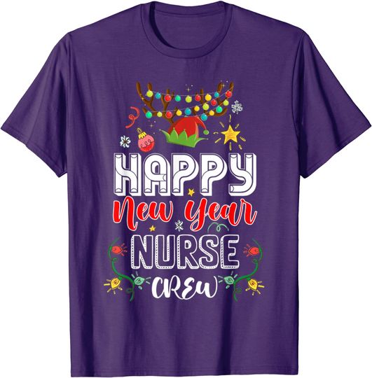 Discover Happy New Year Nurse Crew Santa Favorite Nurse Christmas T-Shirt