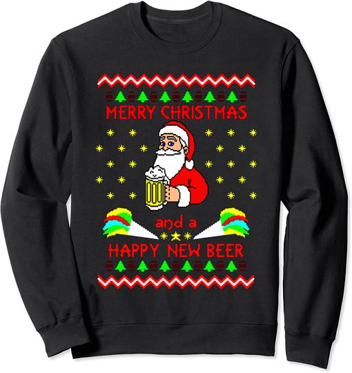 Discover merry christmas and a happy new beer Sweatshirt