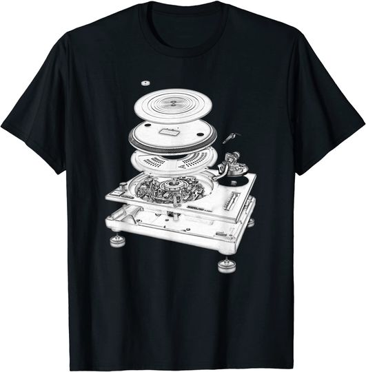 Discover DJ Turntable 1210 MK2 Exploded Blueprint Design T-Shirt