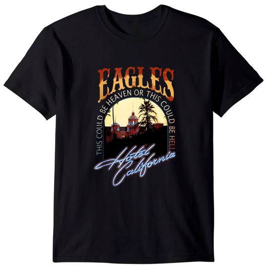 Discover Vintage Eagles Hotels Art Californias Music Legend T Shirt