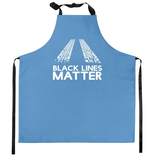Discover Black Lines Matter! Drift Car Guys Funny Racing Kitchen Apron