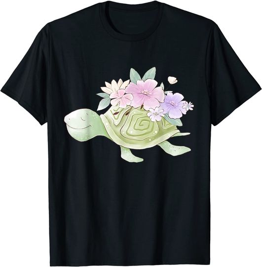 Discover Watercolor Turtle T-Shirt Cute Aquarell Watercolor Flowers Sea Turtle