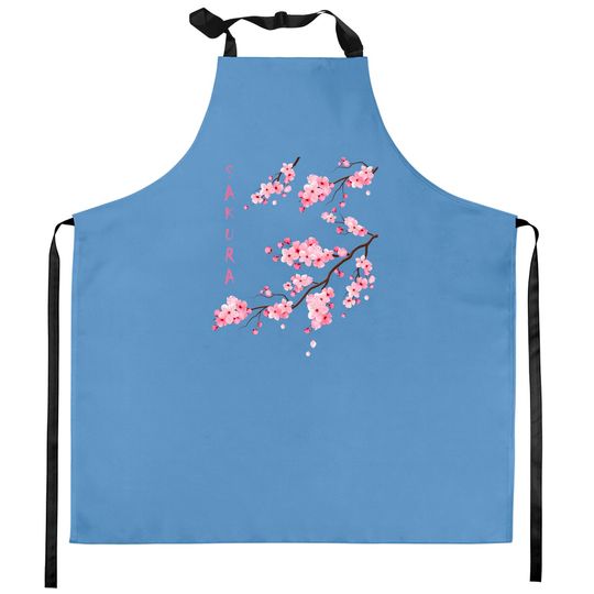 Discover Vintage Sakura Cherry Blossom Japanese Graphical Art Kitchen Apron