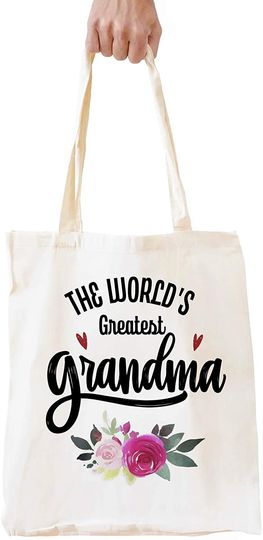 Discover Cute The World's Greatest Grandma Natural Cotton Reusable Tote Bag