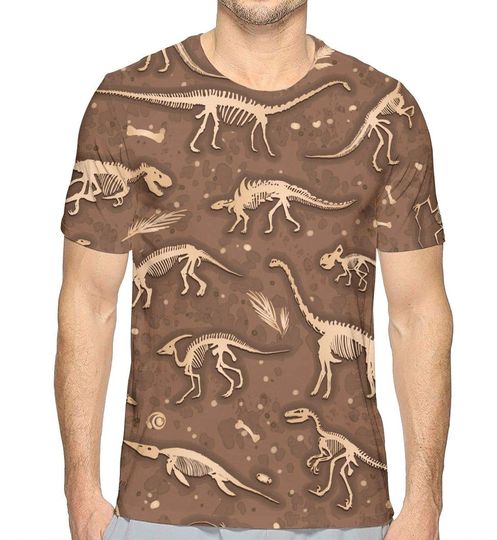 Discover Boys Dino Skeletons Casual 3D Creative Print T-Shirt Short Sleeve Tees