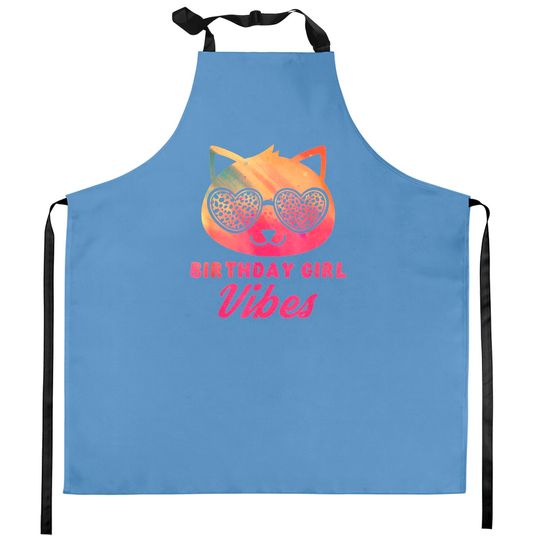 Discover Birthday Girl Vibes Colorful Cat Kitty Leopard Eyes Girls Kitchen Apron