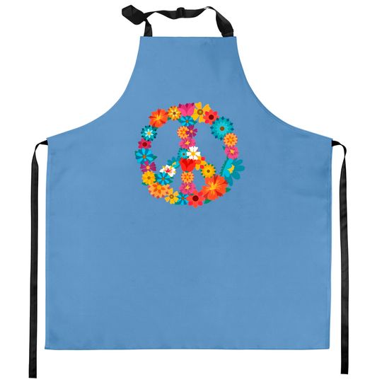 Discover Peace Love Kitchen Apron | 60's 70's Hippie Costume Colorful Flowers
