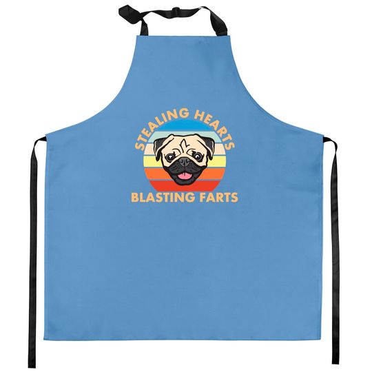 Discover Stealing Hearts And Blasting Farts Dog Pug Kitchen Apron