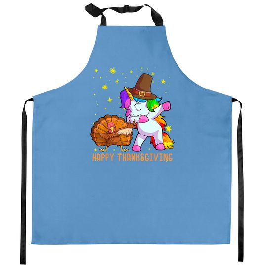 Discover Cute Unicorn Thanksgiving Kitchen Apron For Girls Pilgrim Hat Turkey Kitchen Apron