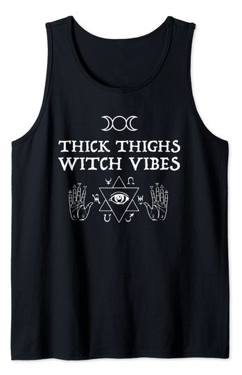 Discover Witches Tank Top Thick Thighs Witch Vibes, Funny Witches Halloween Costume