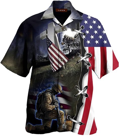 Discover Veteran USA Flag Hawaiian Shirt