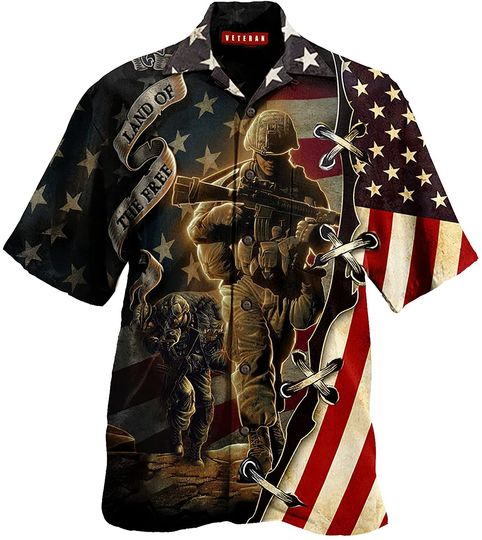Discover Proud Memories Veteran Hawaii Cotton Casual Button Down Short Sleeves