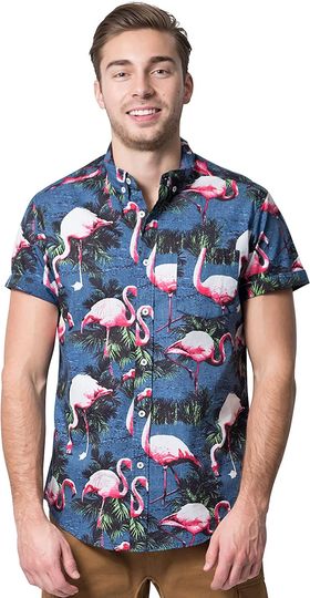 Discover Mens Short Sleeve Button Down Hawaiian Shirt