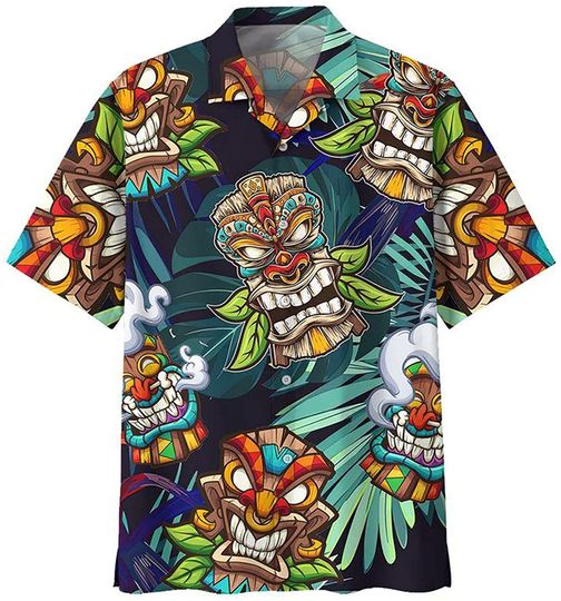 Discover Tiki Mens Hawaiian Shirt Aloha Summer Casual Short Sleeve