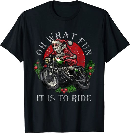 Discover Biker Santa Motorcycle Fan Merry Christmas Holidays T-Shirt