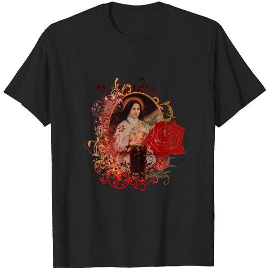 Discover St Therese of Lisieux Rose The Little Flower Catholic T-Shirt