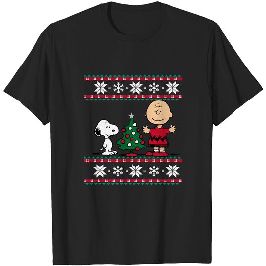 Discover Snoopy and Charlie Christmas tree T-Shirt