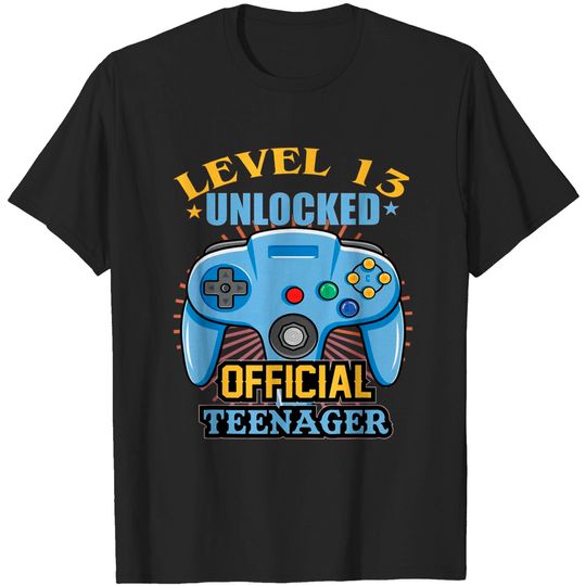 Discover Teenager 13th funny Birthday Gift Level 13 Unlocked T-Shirt