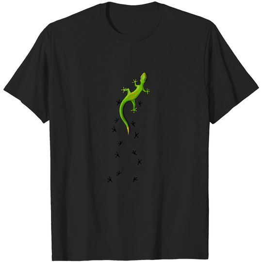Discover Cute Lizard Reptile With Tracks Climbing Gecko T-Shirt