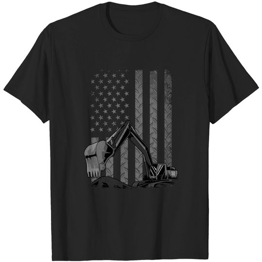 Discover Patriotic Construction Worker Excavator Operator Digger T Shirt