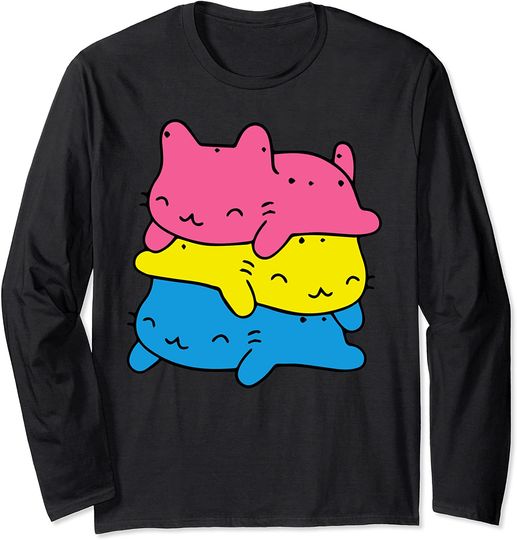 Discover Pansexual Kawaii Cat Anime Cute Pan Pride Long Sleeve T-Shirt