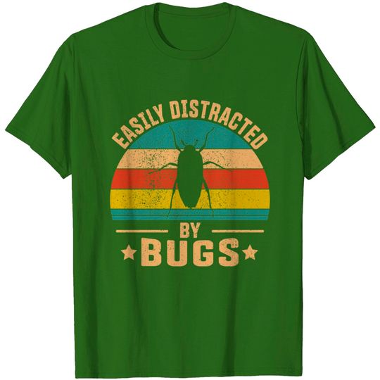 Discover Easily Distracted By Bugs Science Vintage Bug Insects T-Shirt