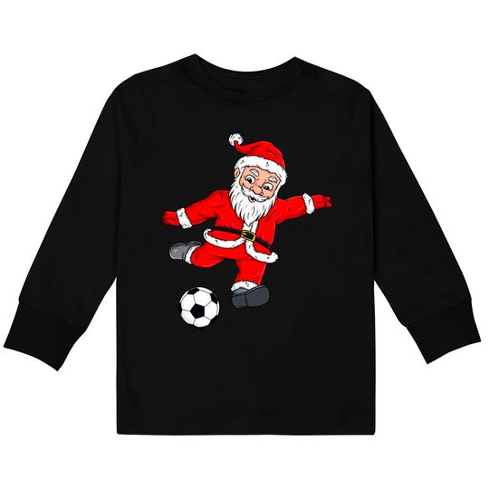 Discover Christmas Santa Claus Soccer Ball Xmas Kids Long Sleeve T-Shirt