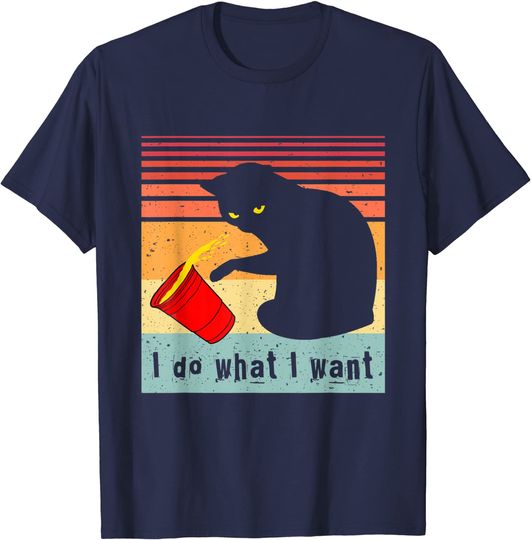 Discover Do What I Want Vintage Black Cat Red Cup Funny My Cat T-Shirt