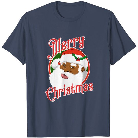 Discover Black Merry Christmas African American Santa Claus T-Shirt