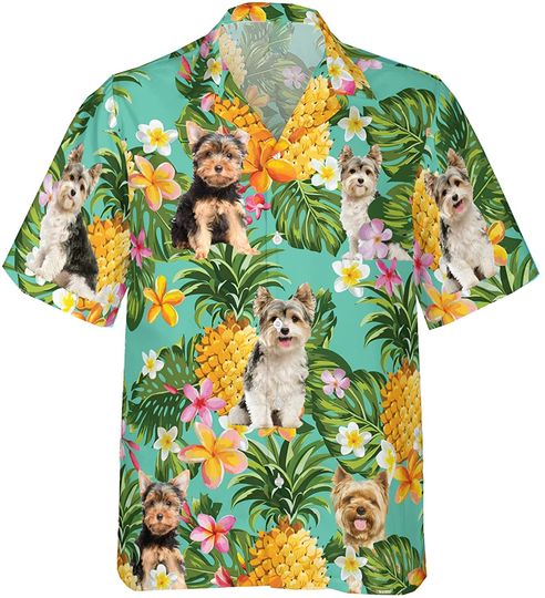 Discover Dog Lovers Hawaiian Shirts for Men - Tropical Frangipani Button Down Mens