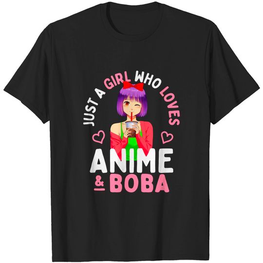 Discover Just a Girl Who Loves Anime and Boba Bubble Tea Teen Gift T-Shirt