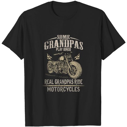 Discover Real Grandpas Ride Motorcycle Biker Grandpa T-Shirt