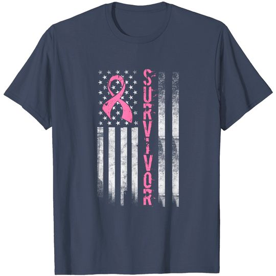 Discover Cool Breast Cancer Survivor Women Pink Flag T-Shirt