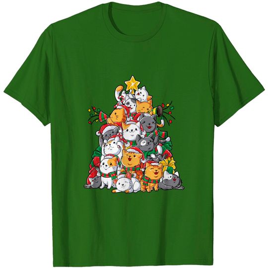 Discover Cat Christmas Tree Meowy Catmas Xmas T-Shirt