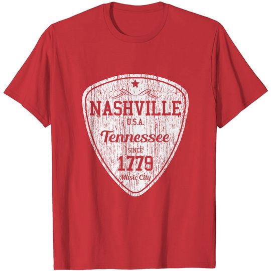 Discover Nashville Country Music City Guitar Pick Tee T-Shirt