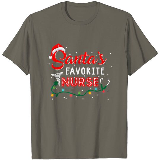 Discover Santa's Favorite Nurse Shirt Nurse Christmas Shirt Nursing T-Shirt