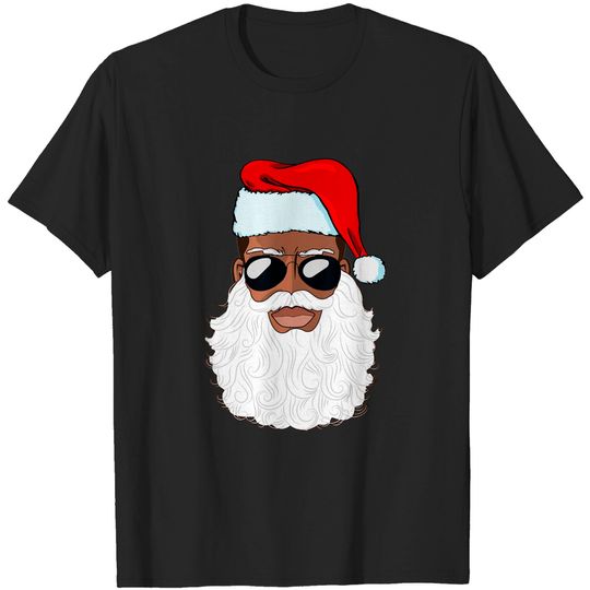 Discover Santa Claus Black Xmas Santa Afro African American Proud T-Shirt