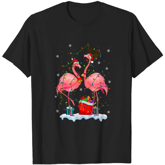 Discover Flamingo Christmas Tree Lights Matching T-Shirt
