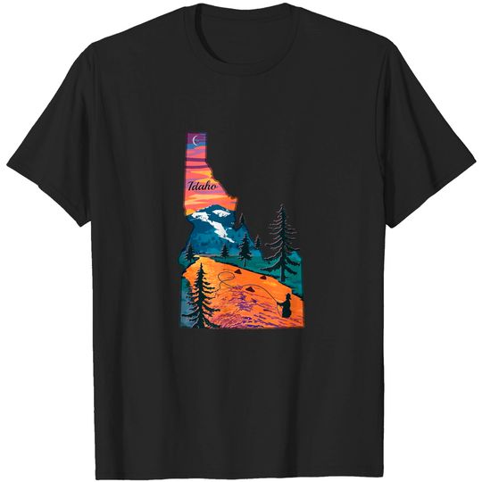Discover Vintage Fish Idaho State Map T Shirt