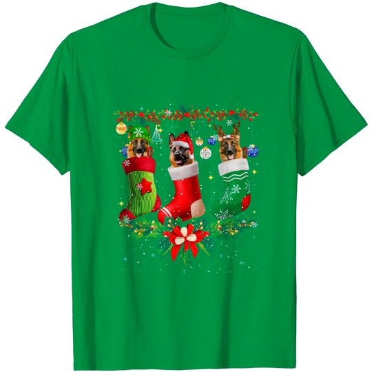 Discover German Shepherd Christmas Socks Tree Light Xmas Santa Hat T-Shirt