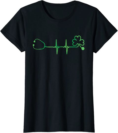 Discover Womens Irish Nurse Heartbeat Stethoscope Shirt St Patricks Day Gift