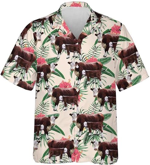 Discover Cows Button Down Mens Hawaiian Shirts