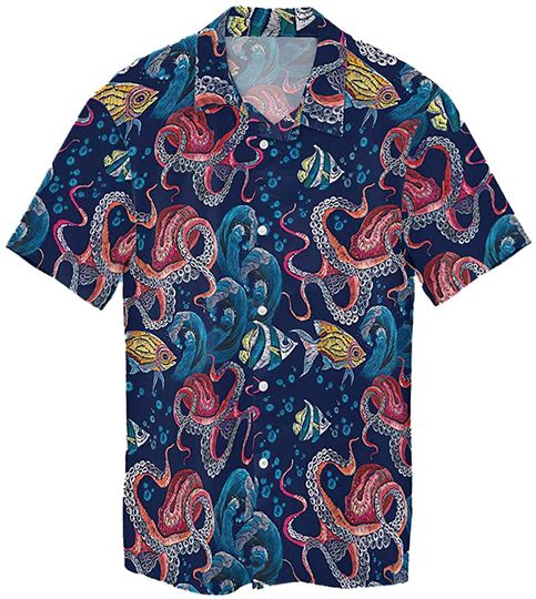 Discover Neon Octopus Hawaiian Shirt