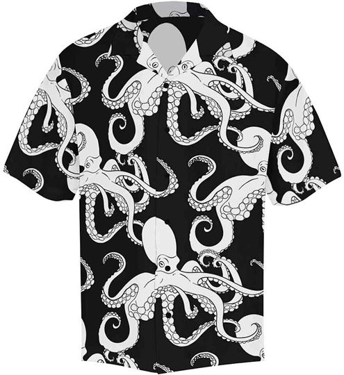 Discover Men's Casual Blue Nautical Anchor Hawaiian Shirt