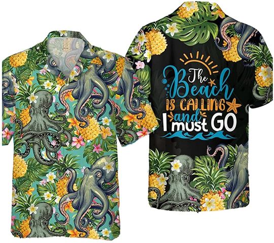 Discover The Beach is Calling and I Must Go Octopus Hawaiian Shirt